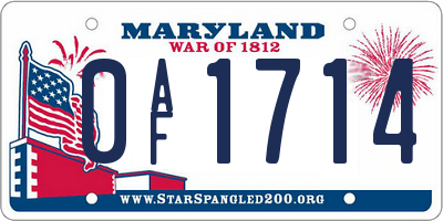 MD license plate 0AF1714