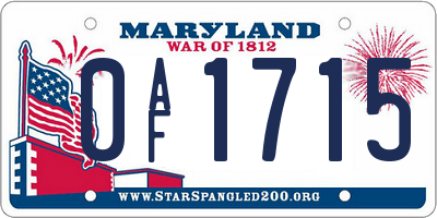 MD license plate 0AF1715