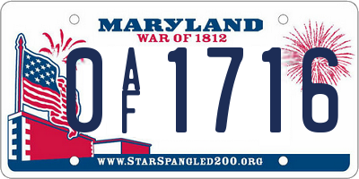 MD license plate 0AF1716