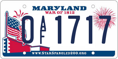 MD license plate 0AF1717