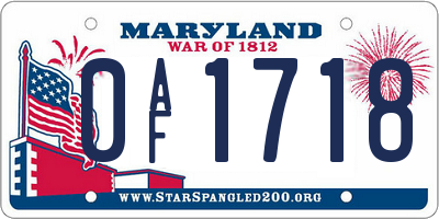 MD license plate 0AF1718