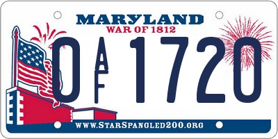 MD license plate 0AF1720
