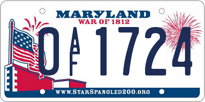 MD license plate 0AF1724