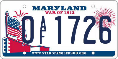 MD license plate 0AF1726