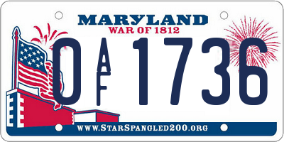 MD license plate 0AF1736