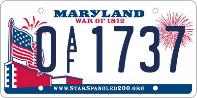 MD license plate 0AF1737