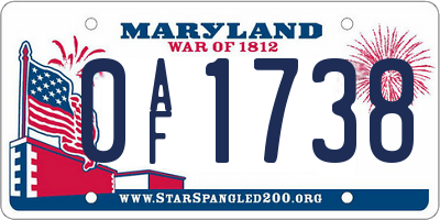 MD license plate 0AF1738
