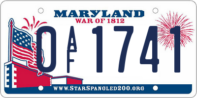 MD license plate 0AF1741