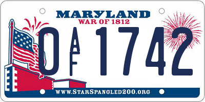 MD license plate 0AF1742