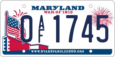 MD license plate 0AF1745