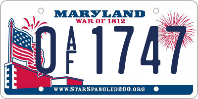MD license plate 0AF1747
