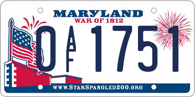 MD license plate 0AF1751