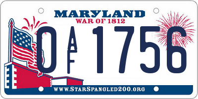 MD license plate 0AF1756