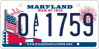 MD license plate 0AF1759