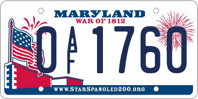 MD license plate 0AF1760