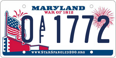 MD license plate 0AF1772