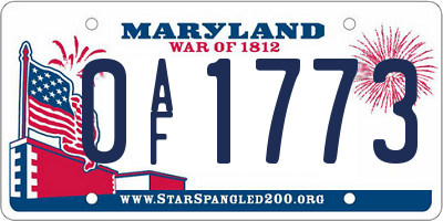 MD license plate 0AF1773
