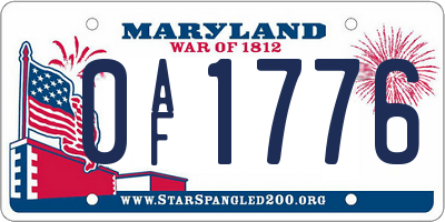 MD license plate 0AF1776