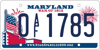 MD license plate 0AF1785