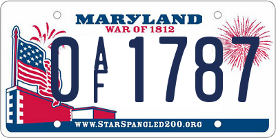 MD license plate 0AF1787