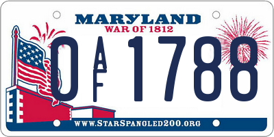 MD license plate 0AF1788