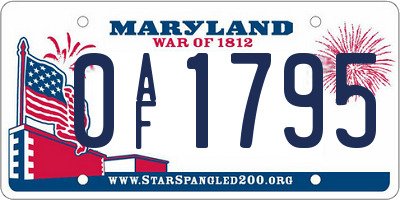 MD license plate 0AF1795