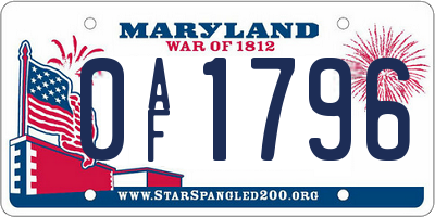 MD license plate 0AF1796