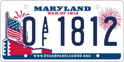 MD license plate 0AF1812