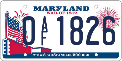 MD license plate 0AF1826