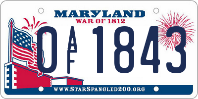 MD license plate 0AF1843