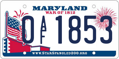 MD license plate 0AF1853