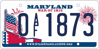 MD license plate 0AF1873