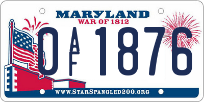 MD license plate 0AF1876