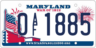 MD license plate 0AF1885
