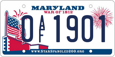MD license plate 0AF1901