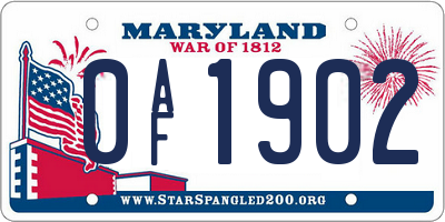 MD license plate 0AF1902