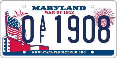 MD license plate 0AF1908