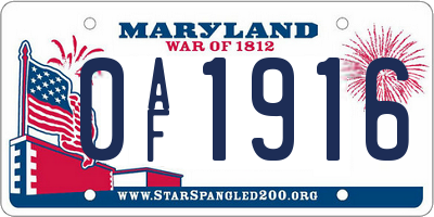 MD license plate 0AF1916