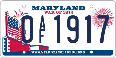 MD license plate 0AF1917