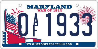 MD license plate 0AF1933