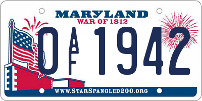 MD license plate 0AF1942