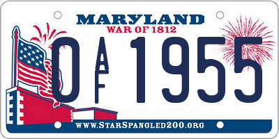 MD license plate 0AF1955
