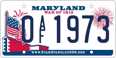 MD license plate 0AF1973