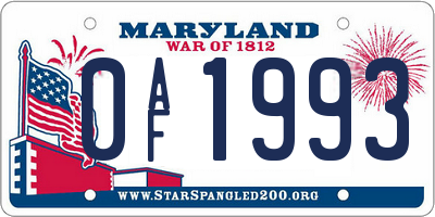 MD license plate 0AF1993