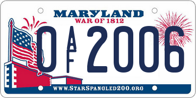 MD license plate 0AF2006