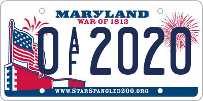 MD license plate 0AF2020