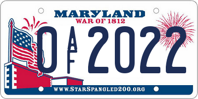 MD license plate 0AF2022