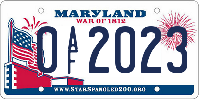 MD license plate 0AF2023
