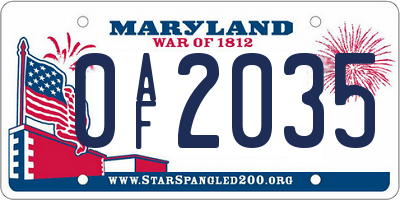 MD license plate 0AF2035
