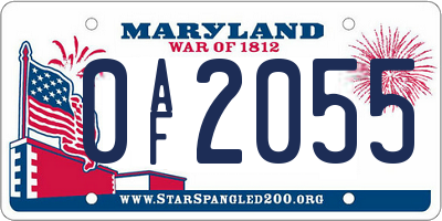 MD license plate 0AF2055